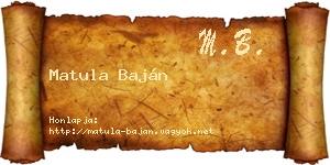 Matula Baján névjegykártya